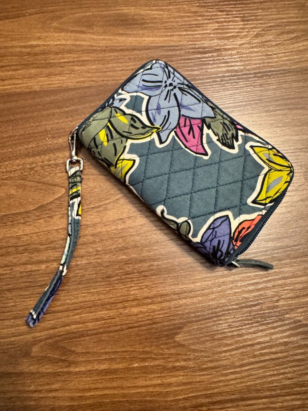 Vera Bradley Zip Around Wristlet Wallet : Slate Blooms Floral Quilted Cotton - Picture 5 of 13